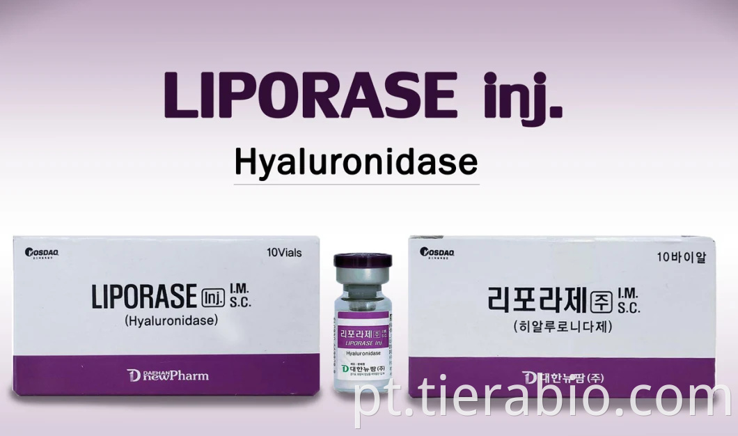 Hialuronidase injetável coreana para comprar removedor de preenchimento dérmico de gel de ácido hialurônico dissolvente para injeção de liporase